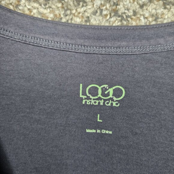 LOGO Lori Goldstein Cardigan Womens Large Gray Instant Chic Button Ruffle Pocket - Picture 7 of 8